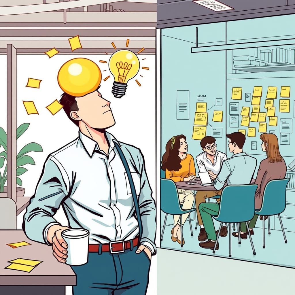 Bright Idea to Collaboration: Flowchart Illustration