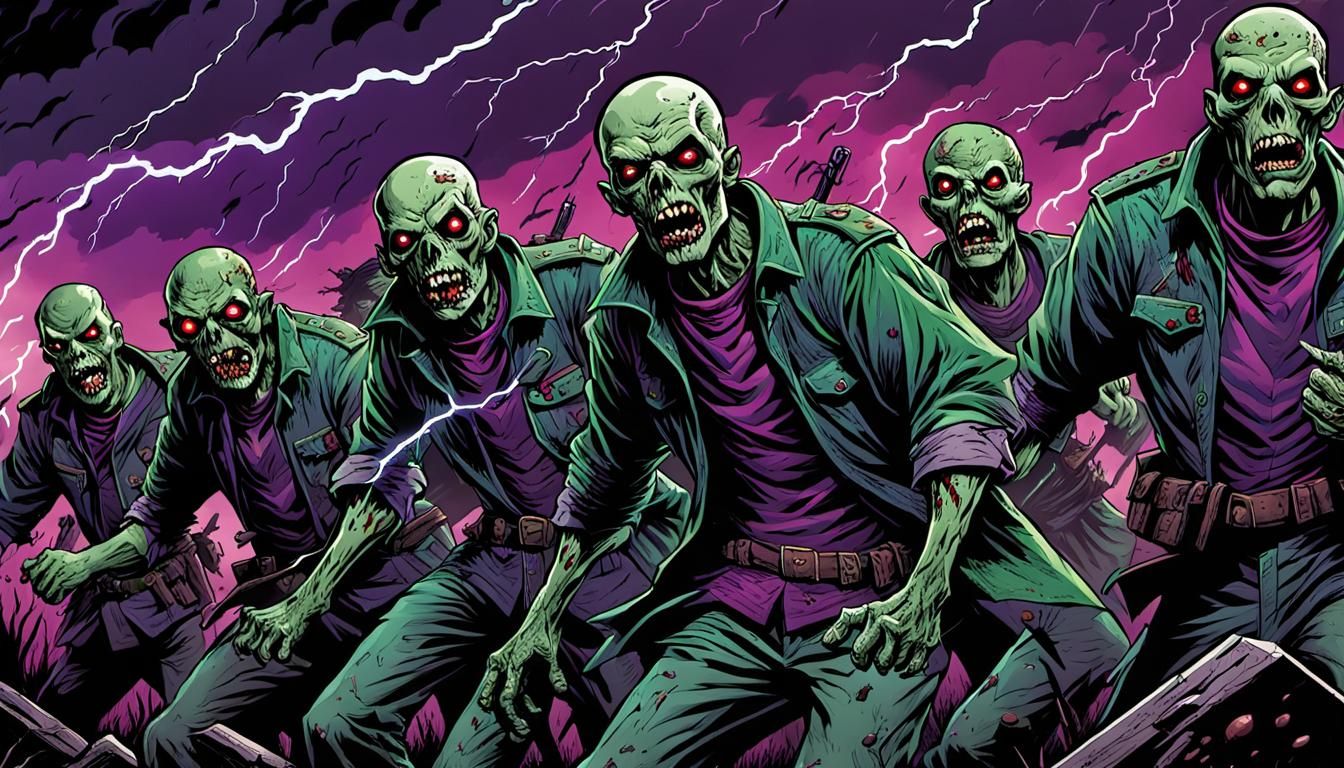 Undead Army Rising: Dynamic Comic Book Illustration