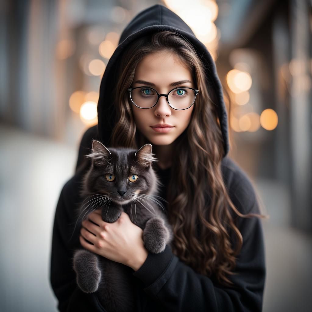 Girl with Cat: Professional Photography, Natural Lighting