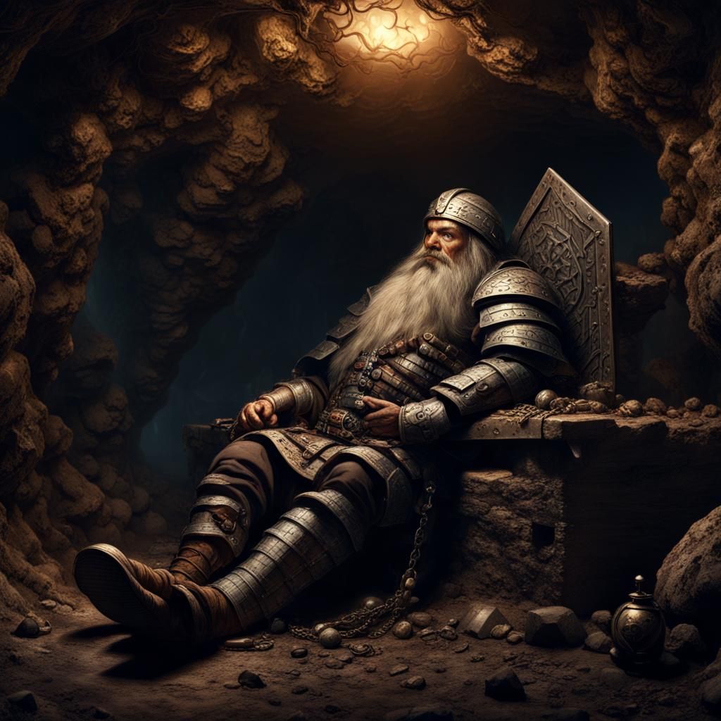 Dead Dwarf Miner in Dark Mine