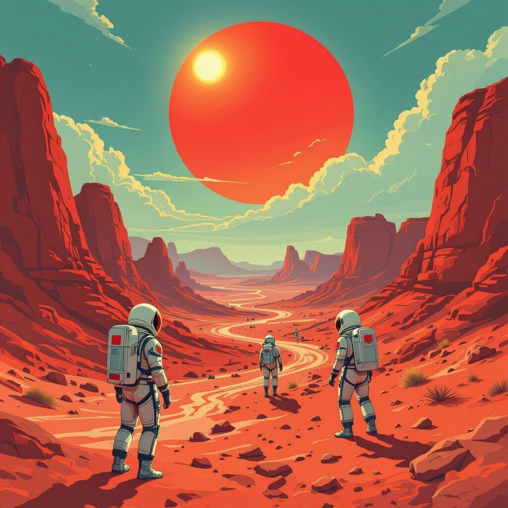 1950s Atomic Sci-Fi: Astronauts Explore Alien Planet