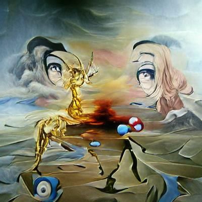 Surreal Anime Battle in Salvador Dali Style