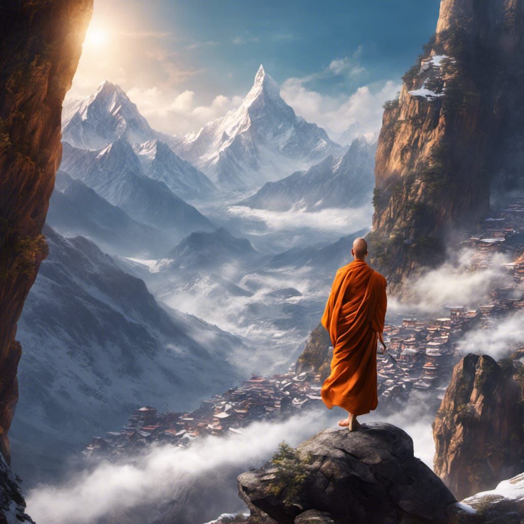Levitating Buddhist Monk in the Himalayas