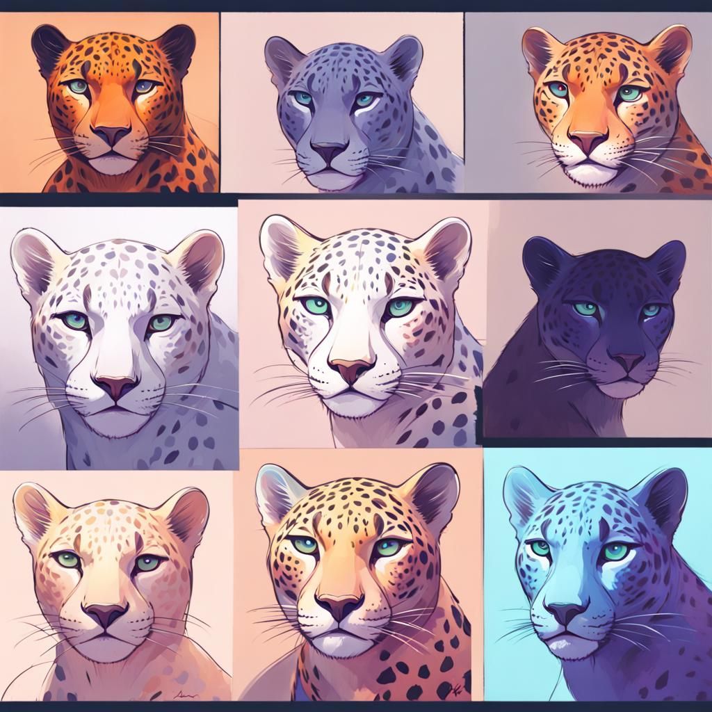 Jaguar Concept Art Sketches in Pastel Colors