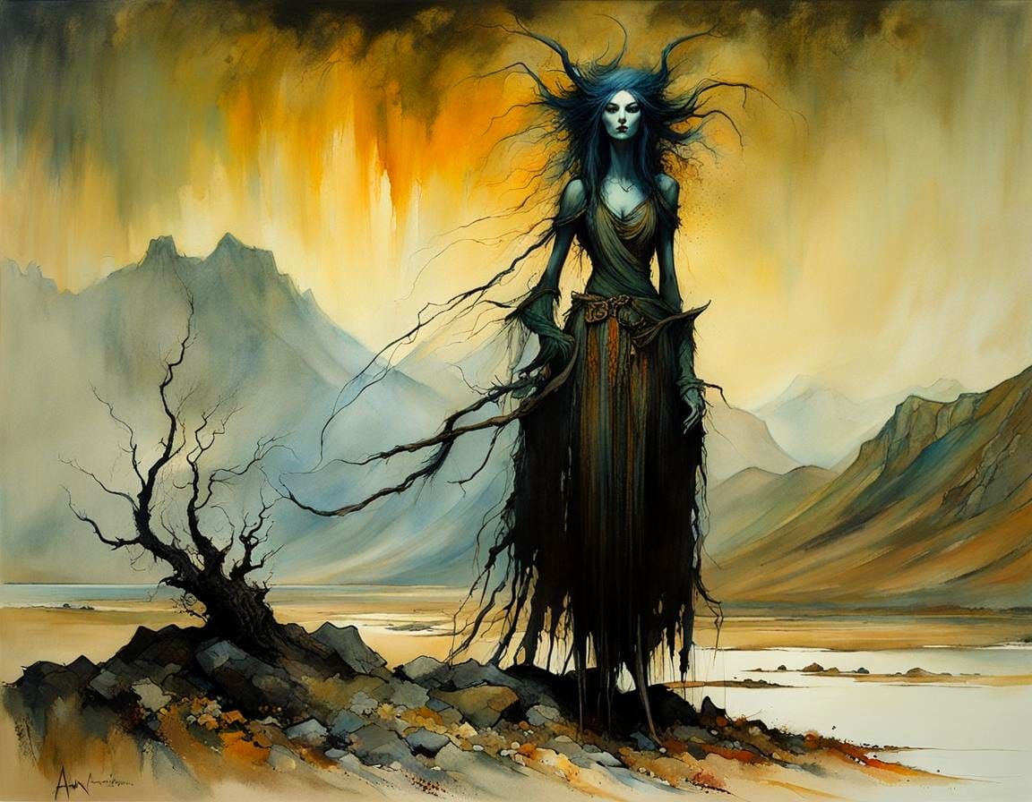 Scottish Noontide Hag in Acrylic and Oil