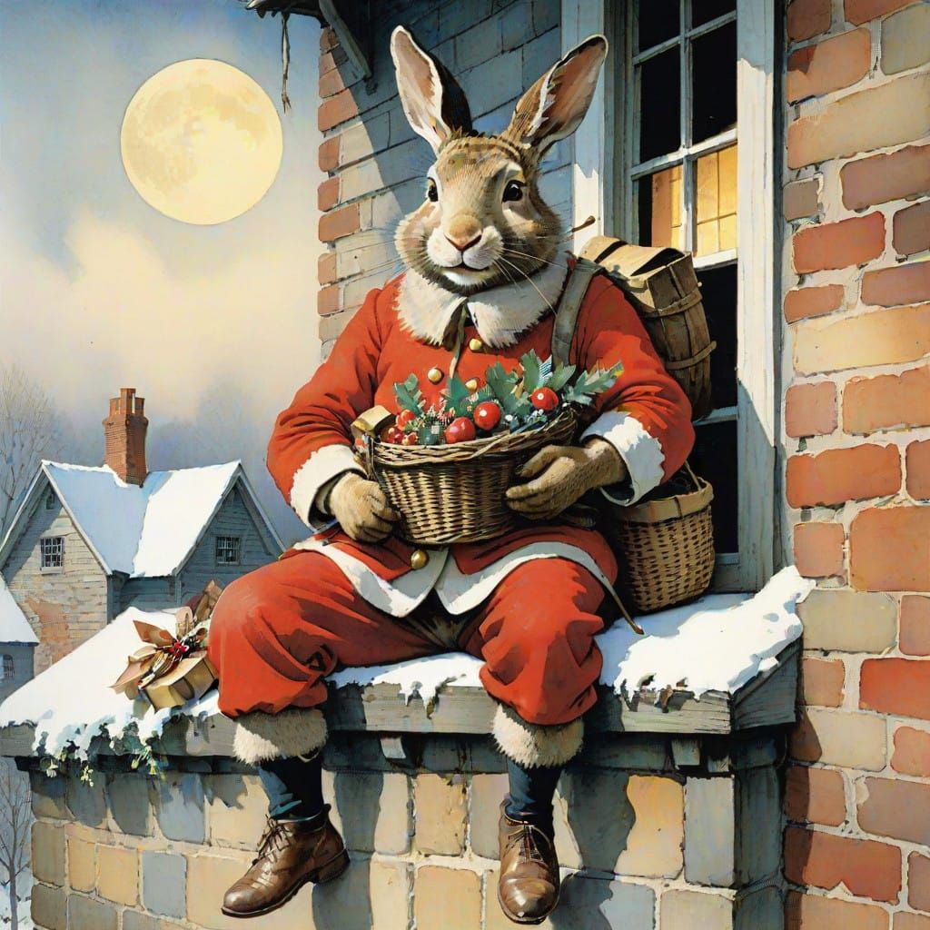 Classic Christmas Eve Night Scene in Warm and Inviting Reali...