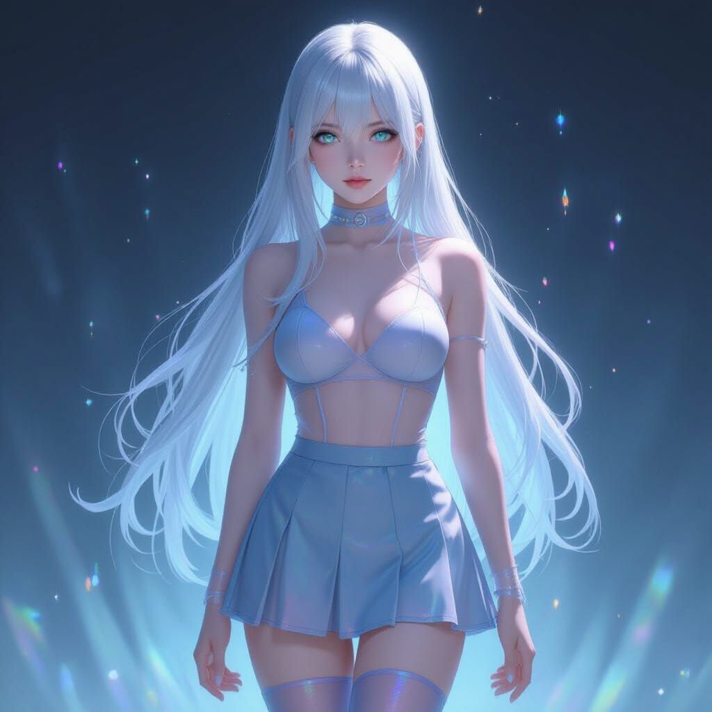 Silver Haired Woman in Glitching Stockings