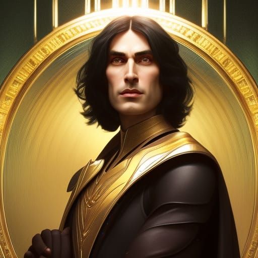 Elven Man Portrait in Art Nouveau Style