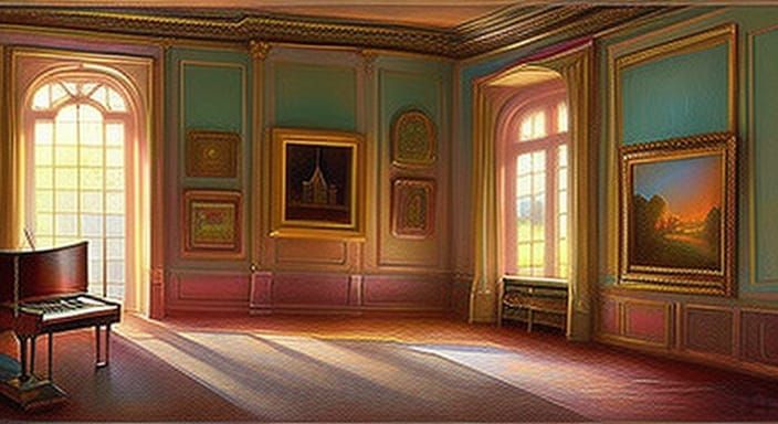 Abandoned Mansion Parlor Room in Kinkade Style