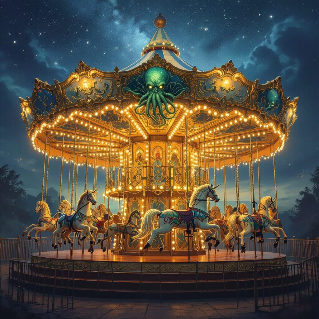 Eldritch Carousel Under Starry Sky