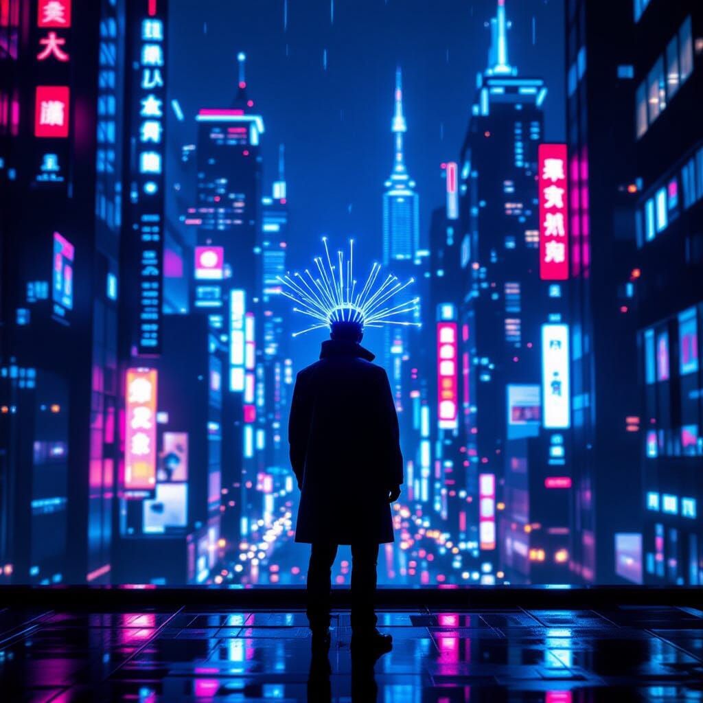 Futuristic Cyberpunk Cityscape at Night