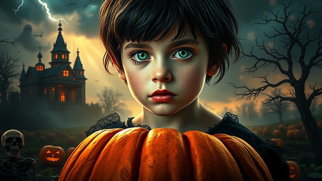 Halloween Fantasy Portrait in Digital Art Style