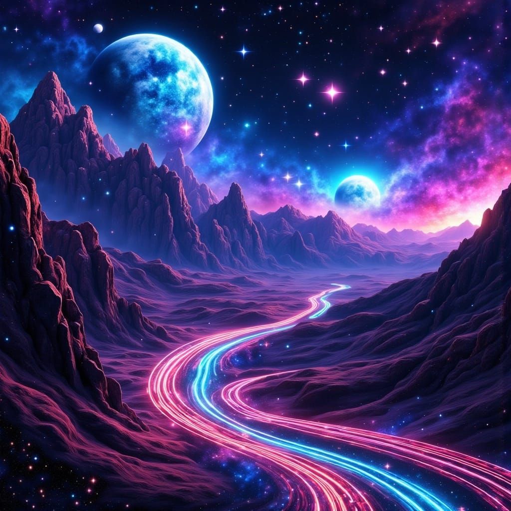 Cyberpunk Cityscape Under Starlit Skies