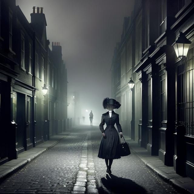 Dark London Street Scene with Jack the Ripper
