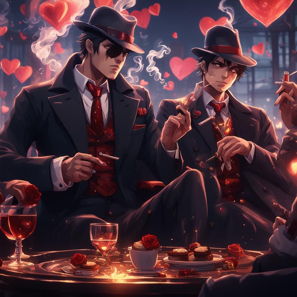 Anime Mafia Smoking on Valentine's Day