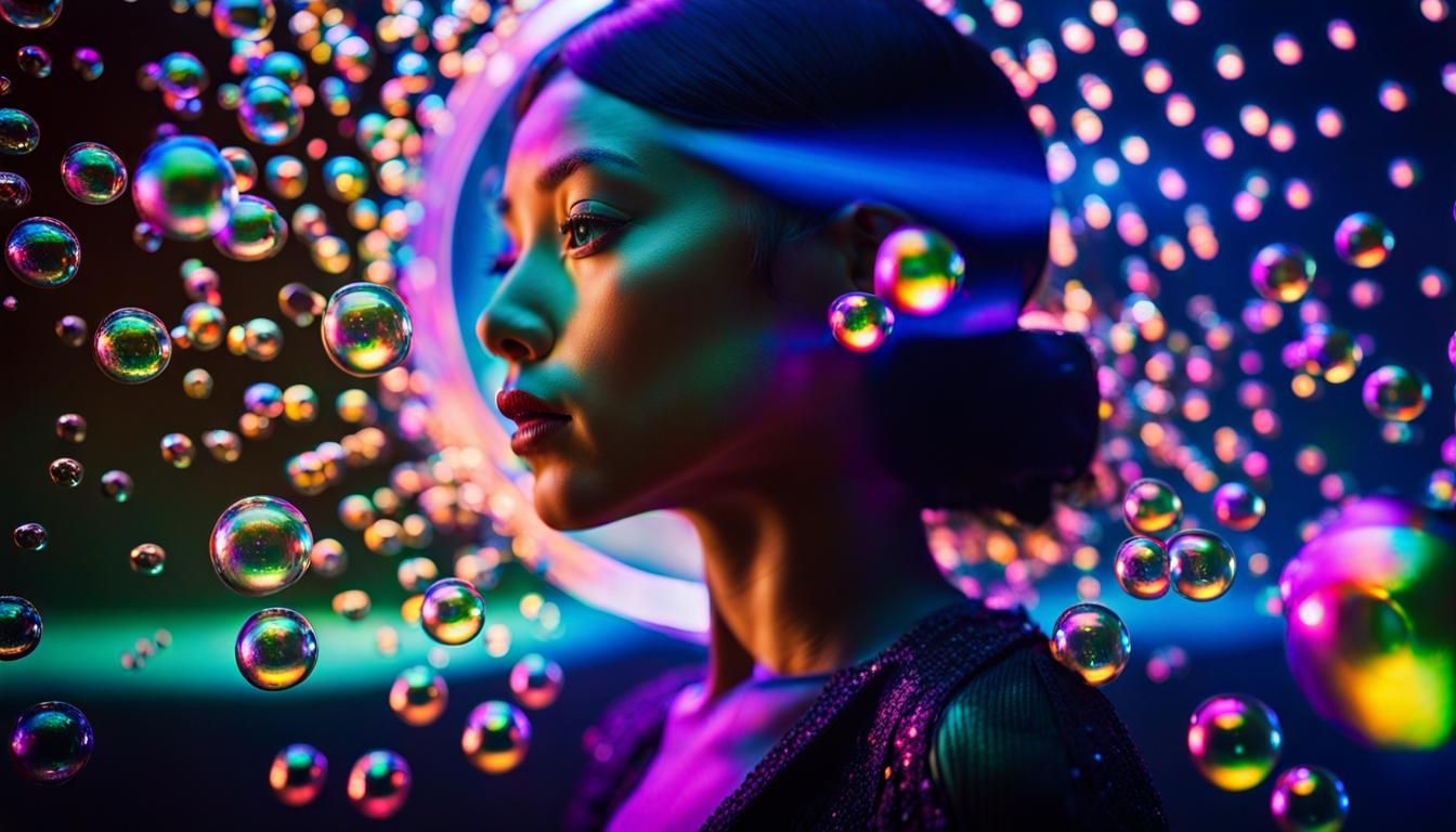 Iridescent Bubbles in Dramatic Volumetric Lighting