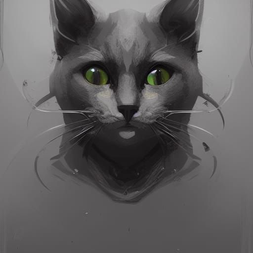 Creepy Cat Portrait in Hyperdetailed Digital Art