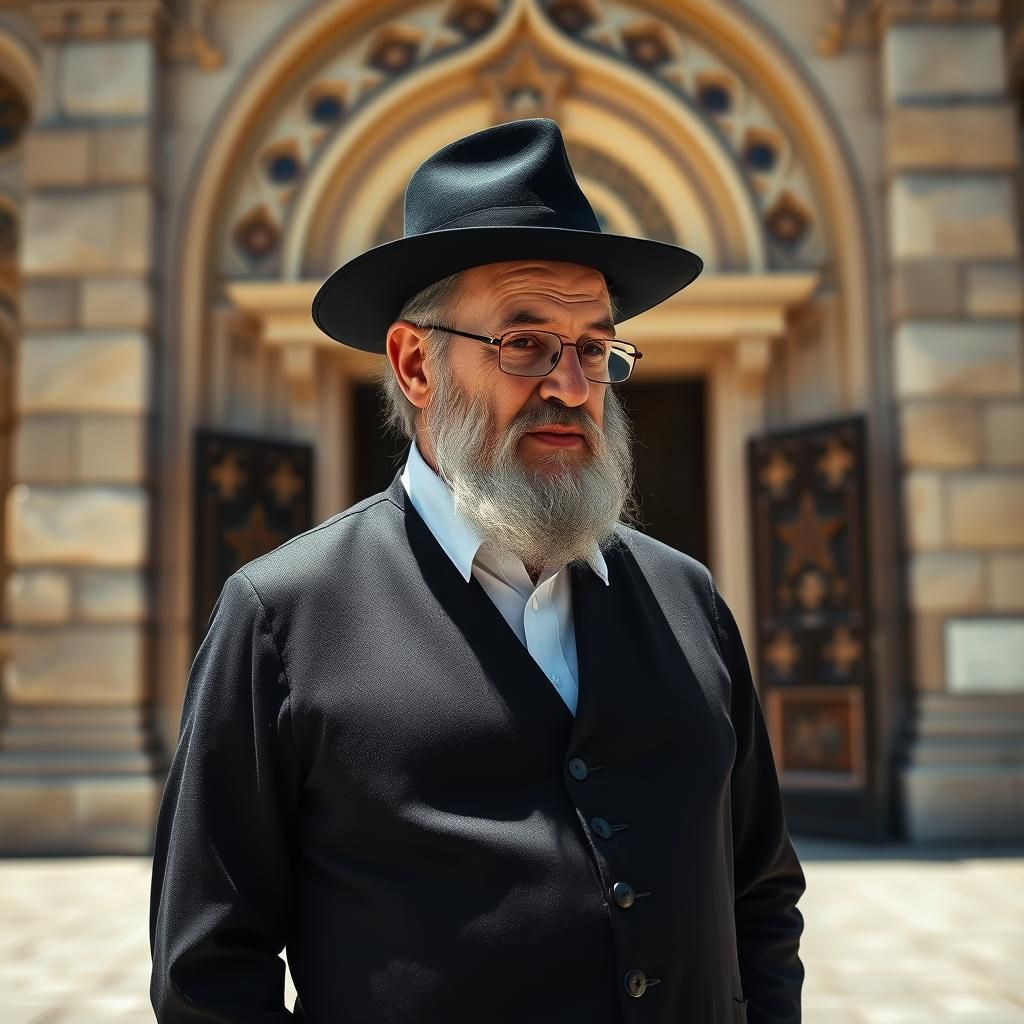 Elderly Jewish Man in Traditional Orthodox Attire