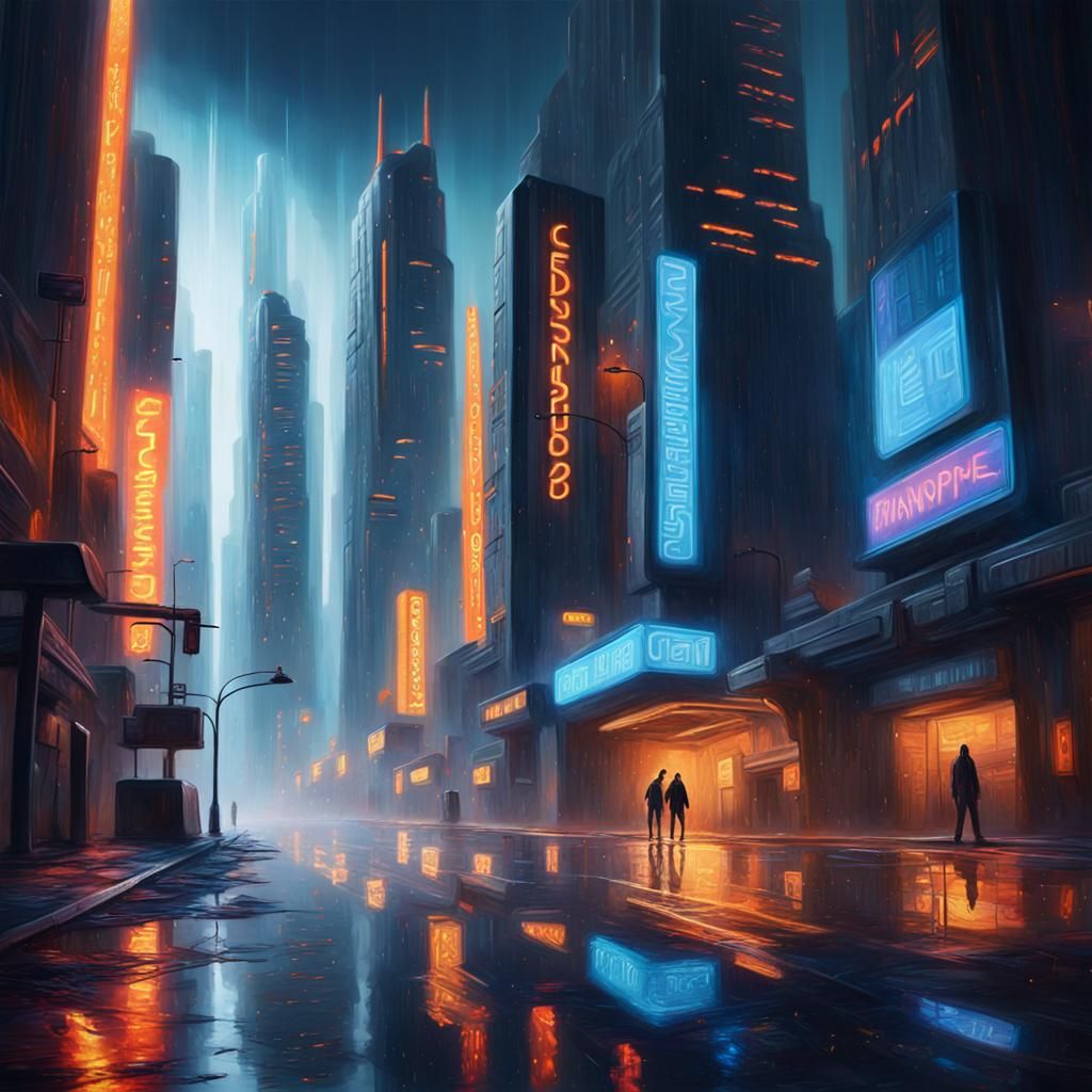 Futuristic Cliffside Cityscape with Neon Lights
