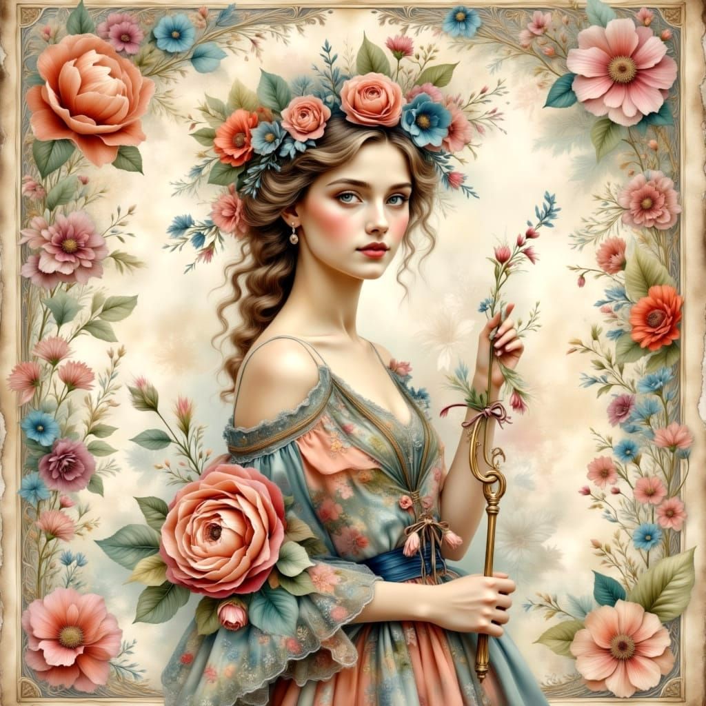 1920s Paris Fashion Magazine Cover in Naive Watercolor Style