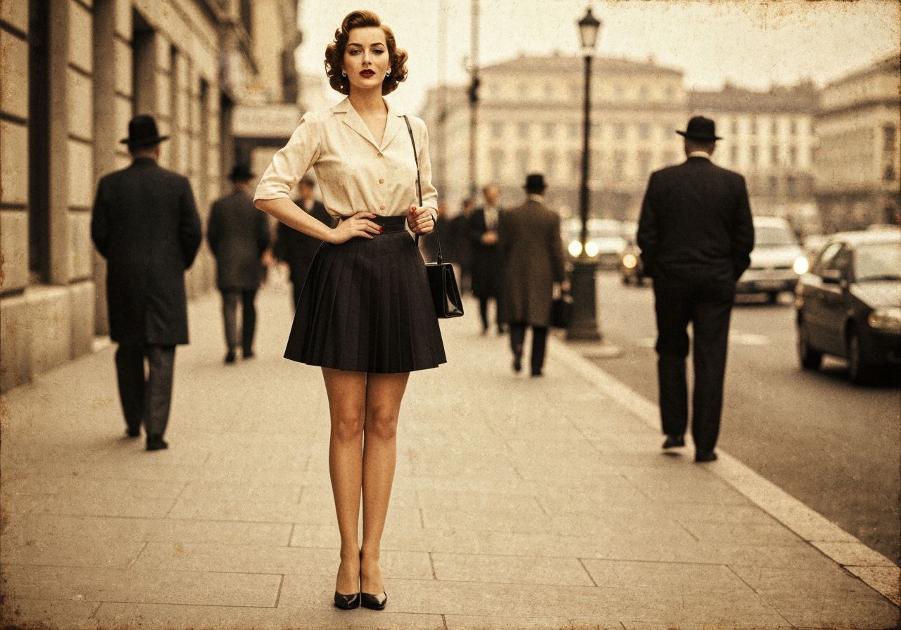 1950s Pin Up Woman in Golden Ochre Tonalist Atmosphere