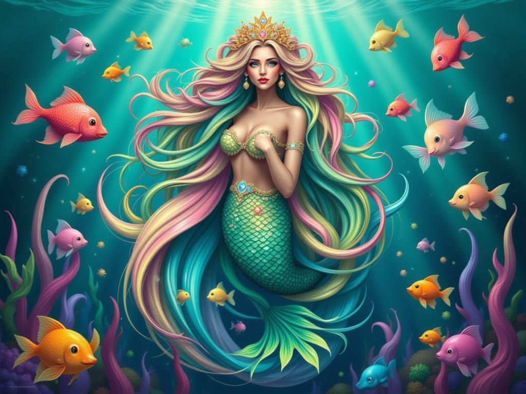 Majestic Axolotl Princess of the Seas