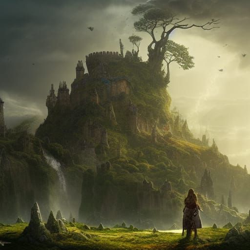 Fantasy Landscape with Ruins: Digital Matte Painting