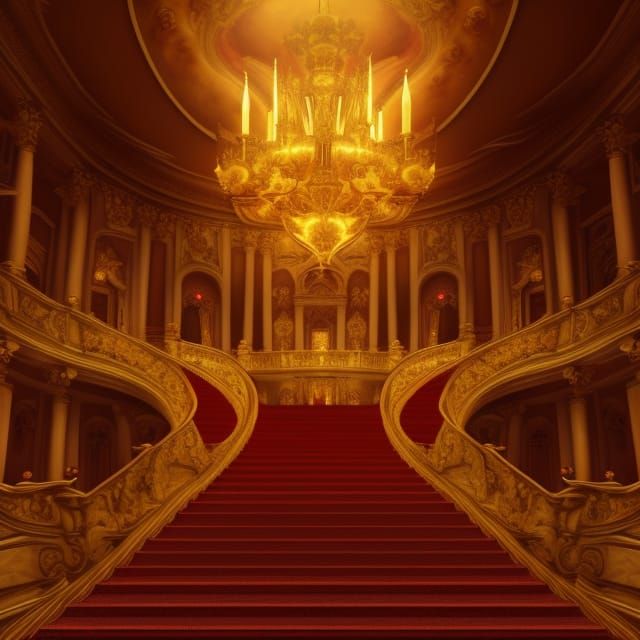 Baroque Opera House Staircase in Rococo Art Style