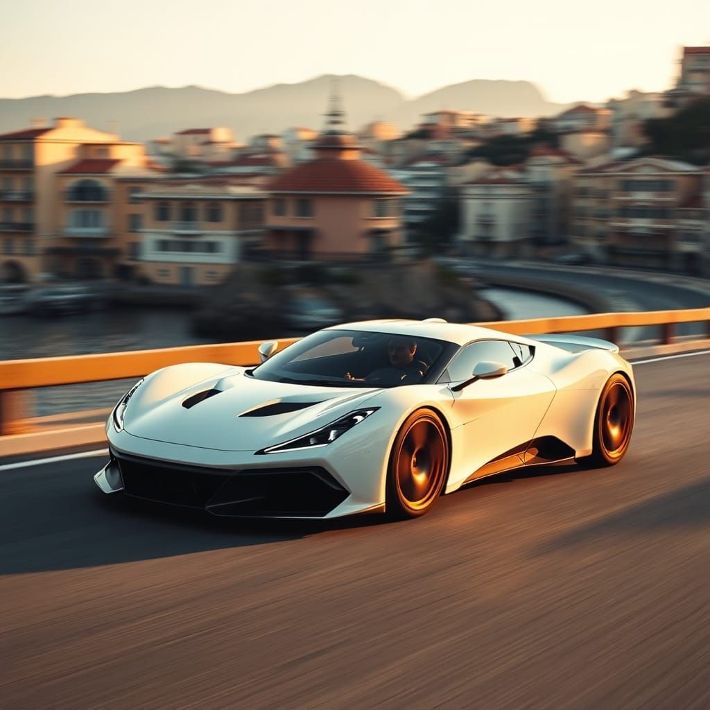 White Fiat Supercar GT Concept Cruises Naples Coast