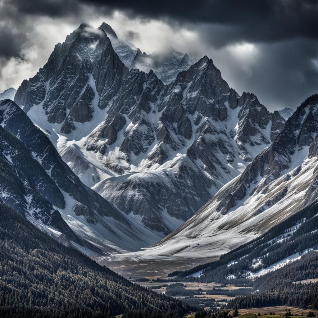 Hyperrealistic Mountains in Cinematic Composition