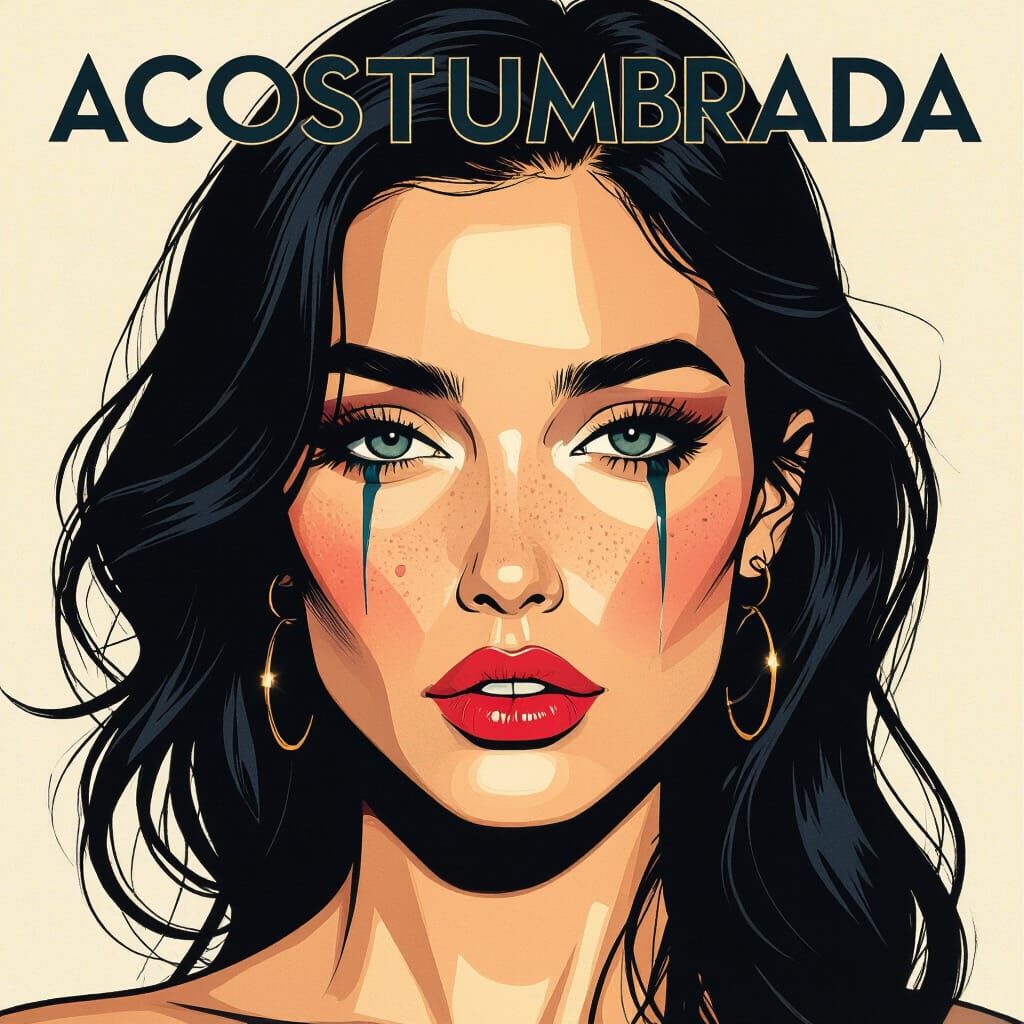 Acostumbrada Album Cover: Melancholy Woman with Smudged Make...