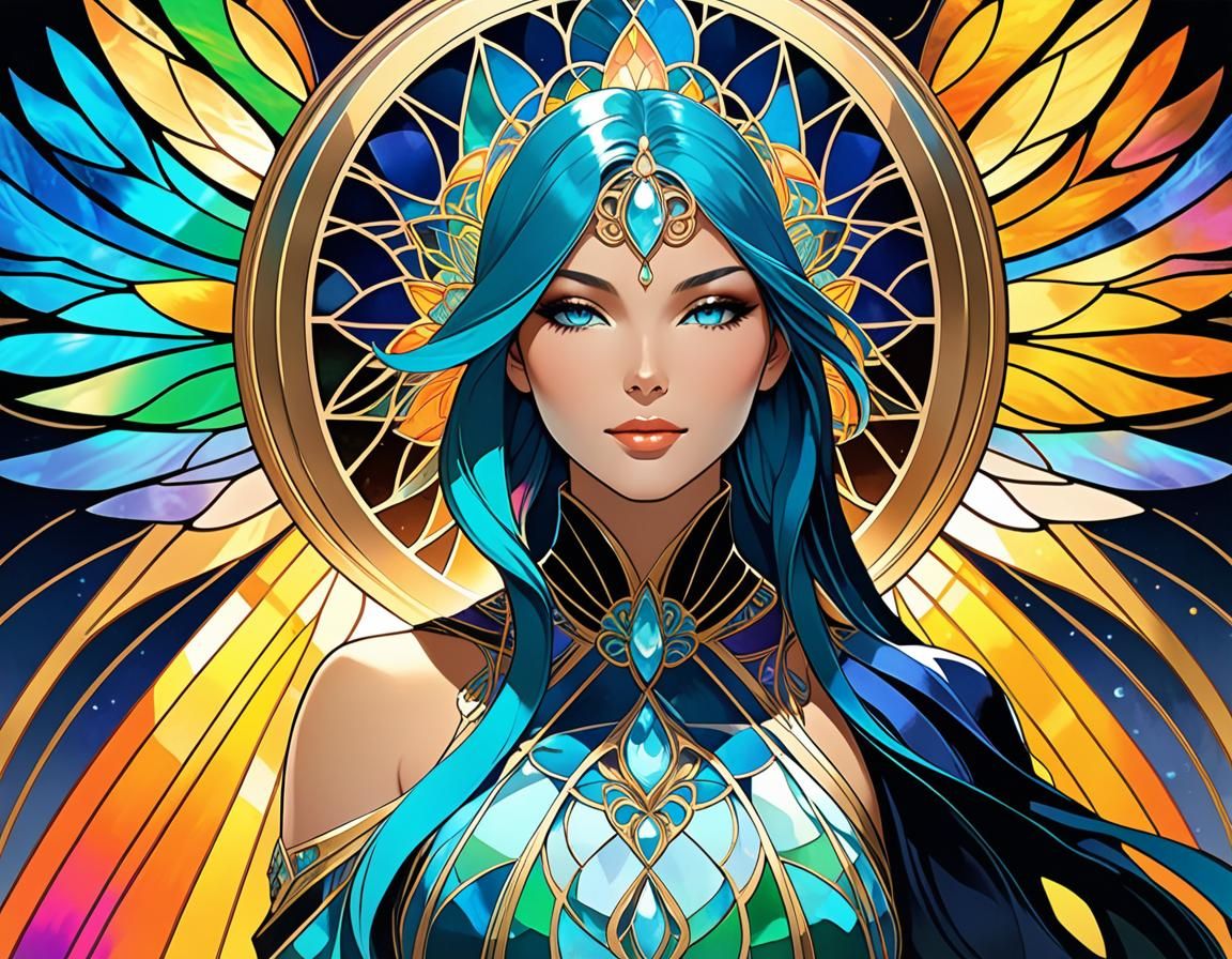 Luminous Crystal Landscape with River in Fantasy Style