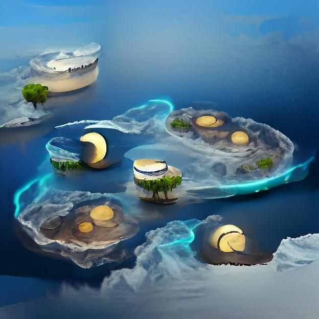 Moonlit Floating Islands: Realistic Concept Art