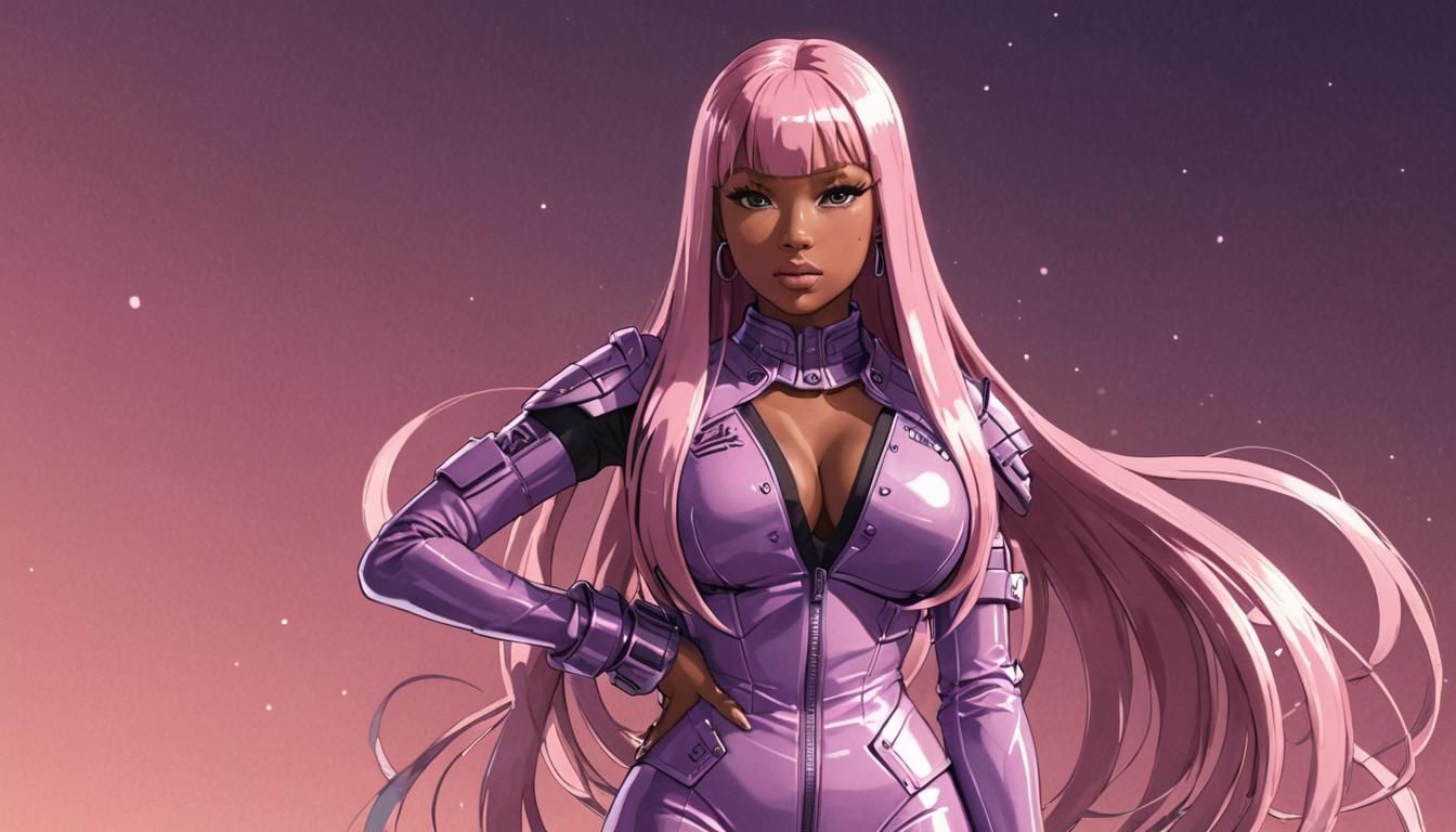 Nicki Minaj Anime Art in Cel-Shaded Style