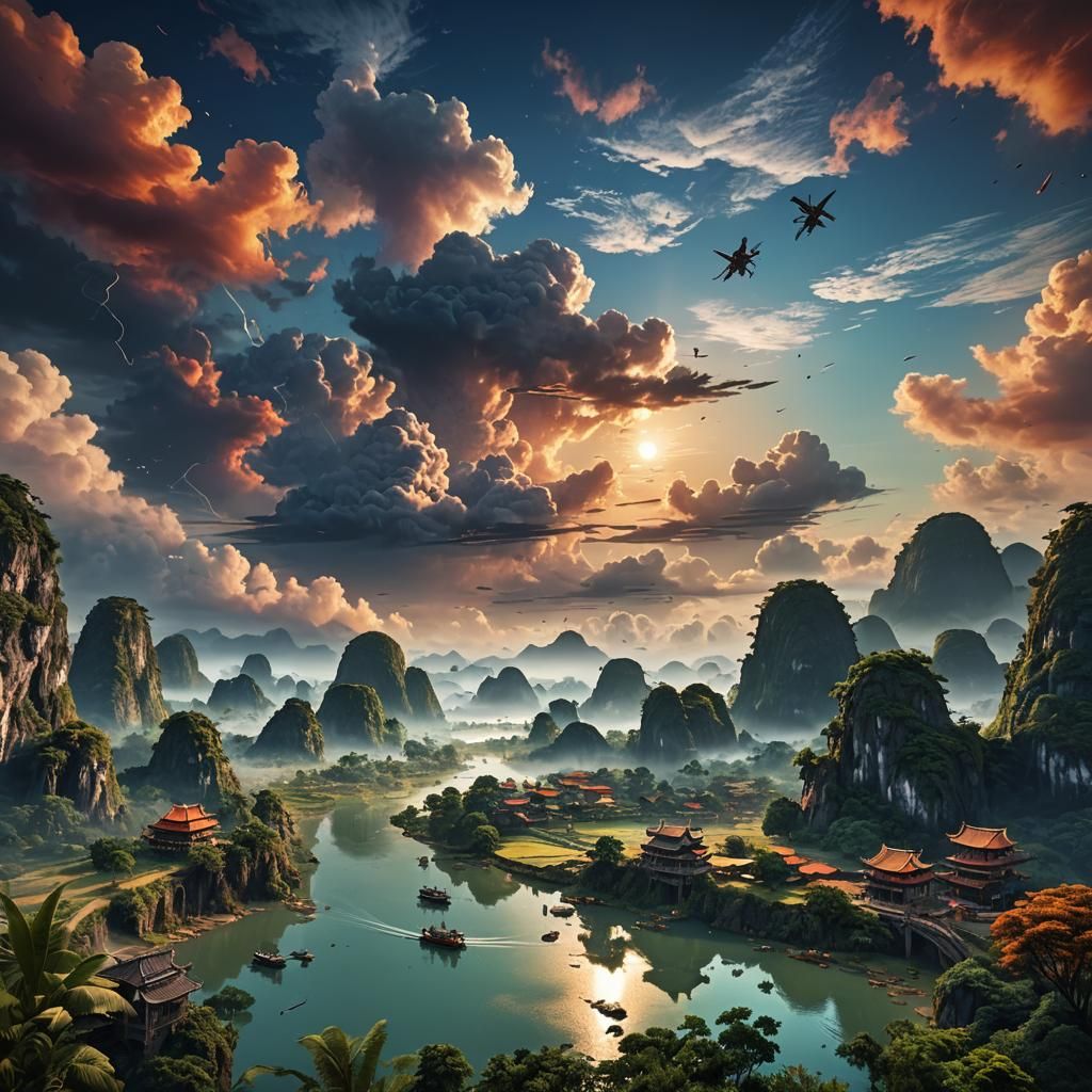 Fantastical Sky in Vietnam: Detailed Matte Painting