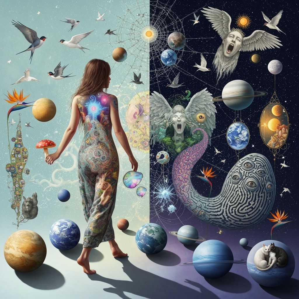 Mystical Woman on Eight Planets with Ethereal Light