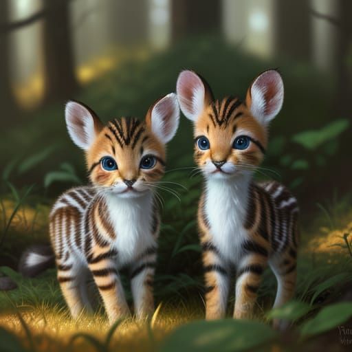 Curious Kitten Meets Bambi: A Wildlife Masterpiece