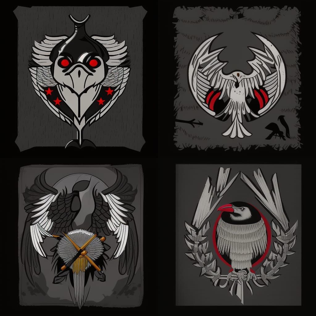 Totalitarian Empire Emblem: Red-Eyed Crow and Axe