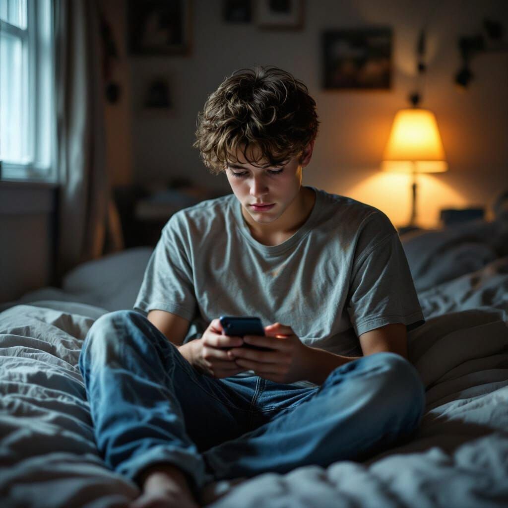 Teenage Boy Lost in Thought, Cinematic Lighting
