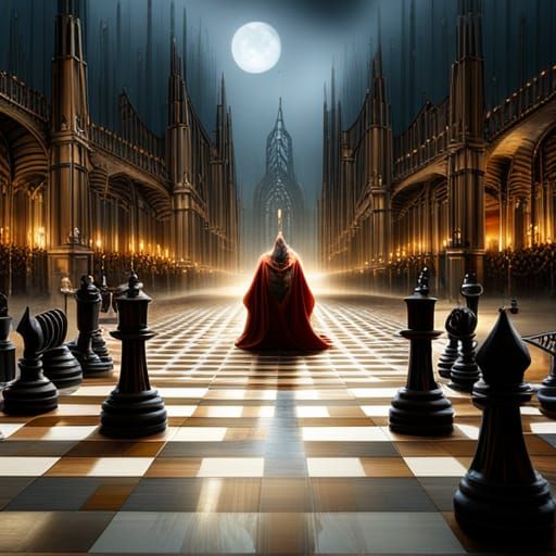 Epic Wizard Chess in Digital Matte Painting