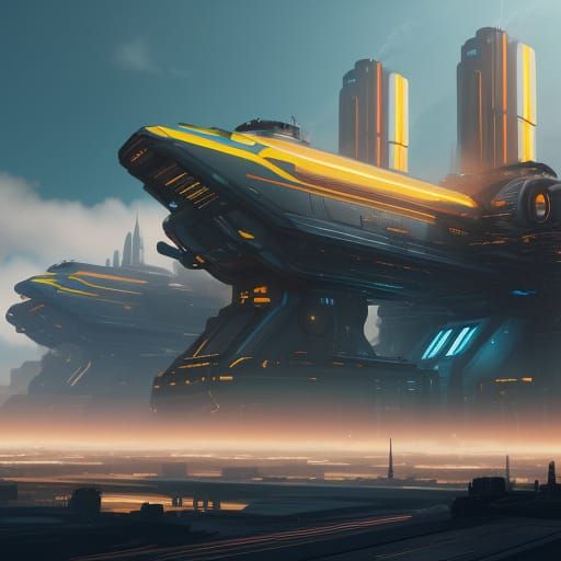Androids in a Futuristic City: Vibrant Digital Painting