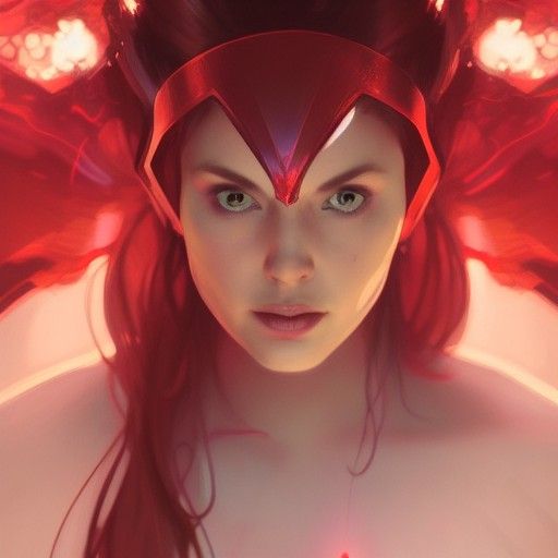 Scarlet Witch Portrait in Hyperdetailed Style
