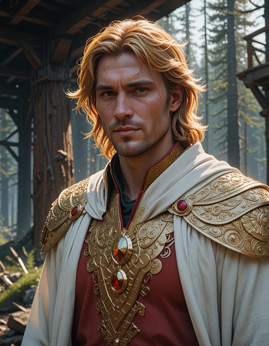 Regal Solar Knight in Golden Robes