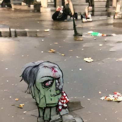 Sad Zombie Roams Paris Streets
