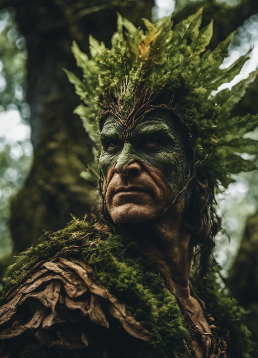 Fantasy Tree Warrior Portrait in Dark Fantasy Style