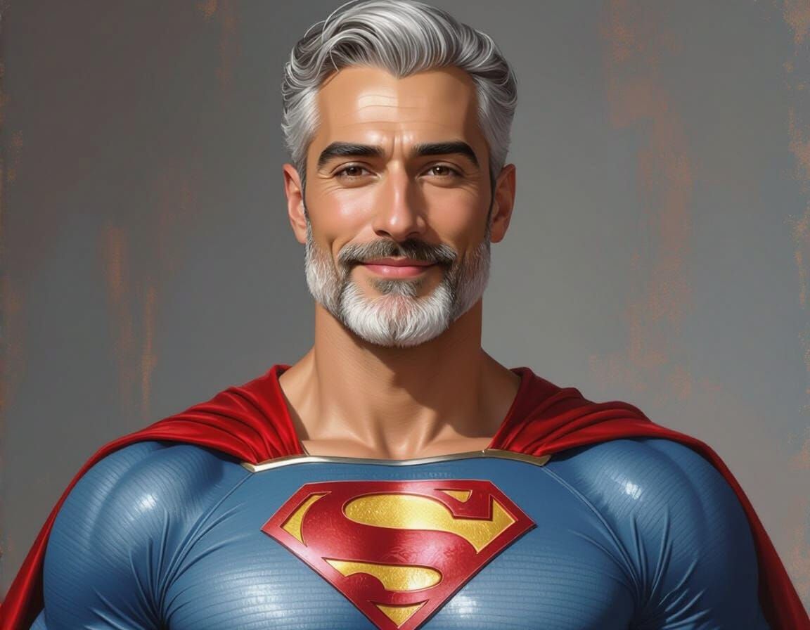 Iranian Superman Portrait as Impressionist Glass Painting