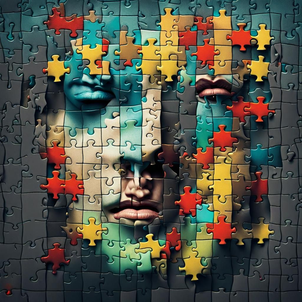 Fragmented Face: A Surreal Digital Collage