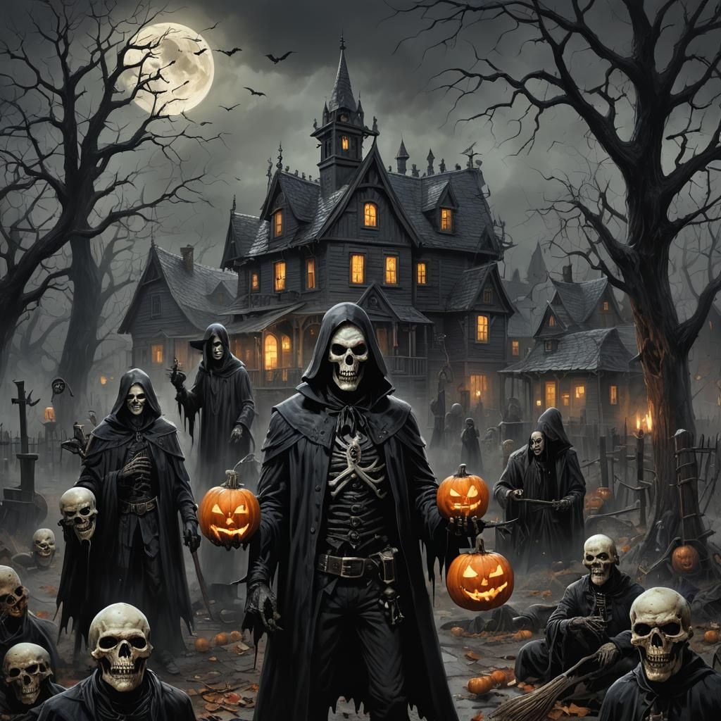 Gothic Halloween Village Horror Scene