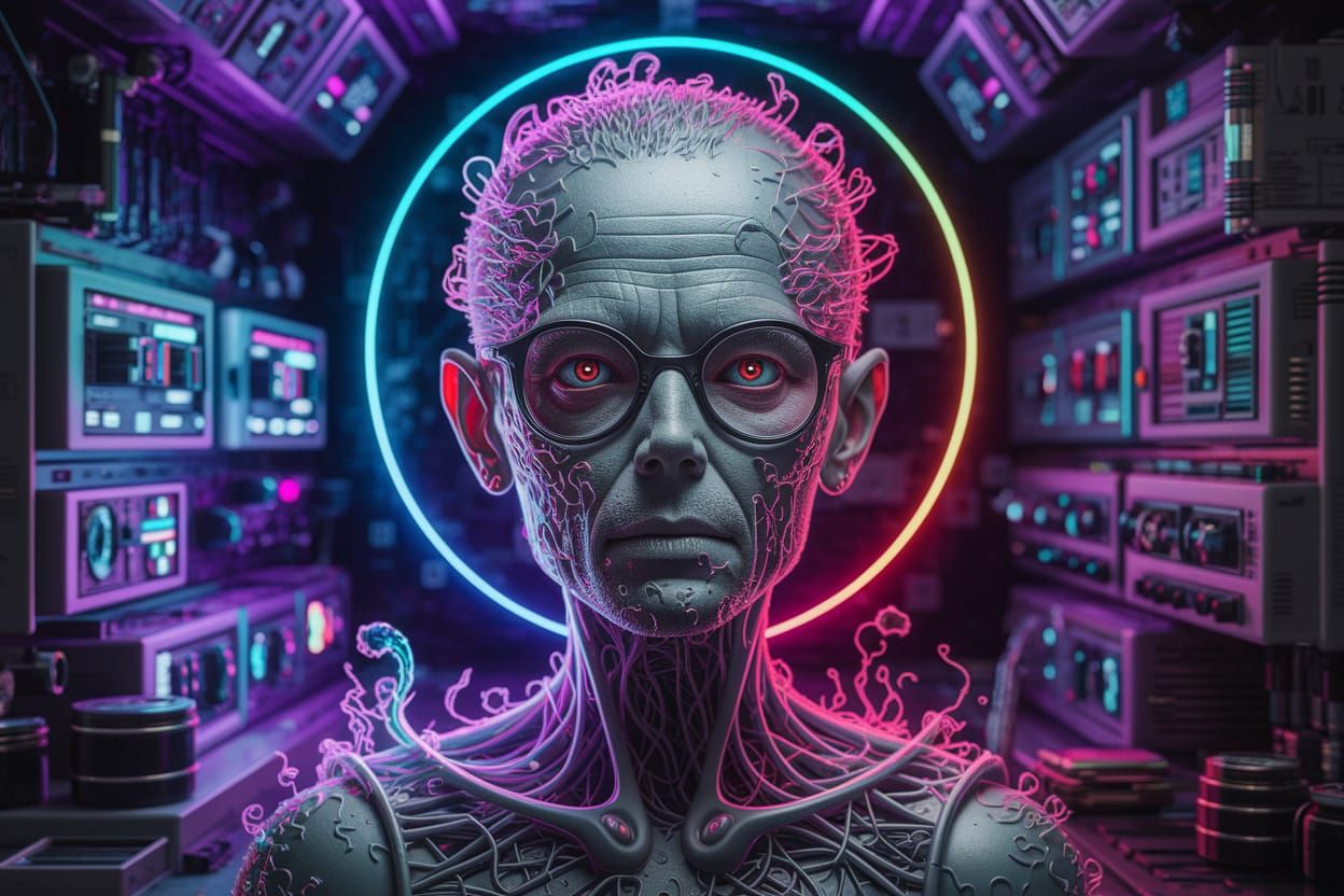 A Form For His Secret Love in Neon Liquid Fire Outline