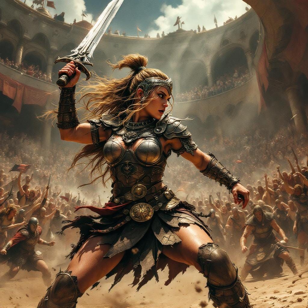 Saxon-Viking Princess Battles in Gladiatorial Arena